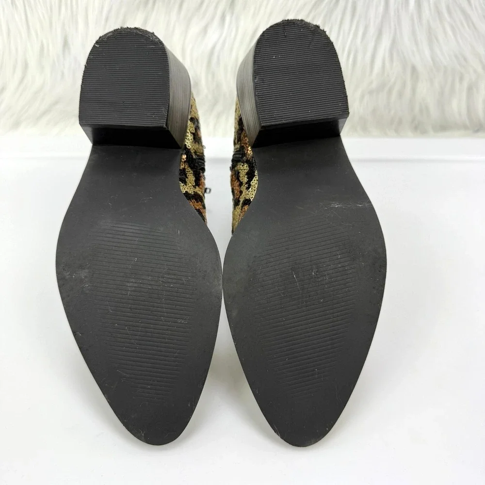 Betsey Johnson Cowboy Boots‎ Lucki Leopard Sequin Sz 6 Animal Print Cowgirl Glam